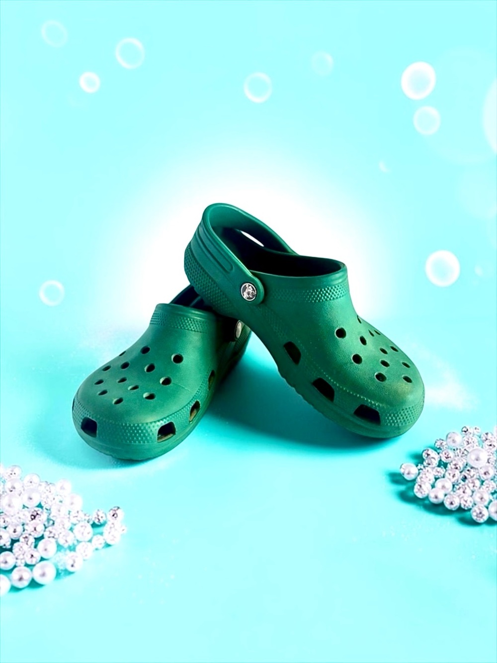 Crocs Classic Forest Green Flip Flops 🐊 Women’s 7 Everyday Shoes VGUC